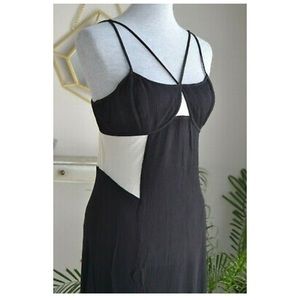 BCBG casual black maxi with tan mesh